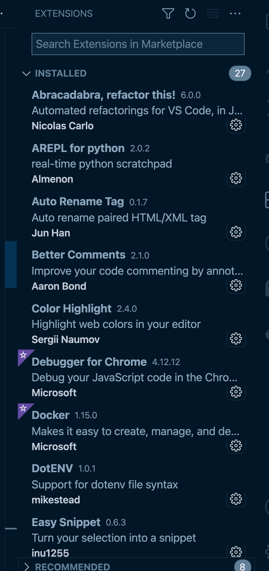 VSCode extensions