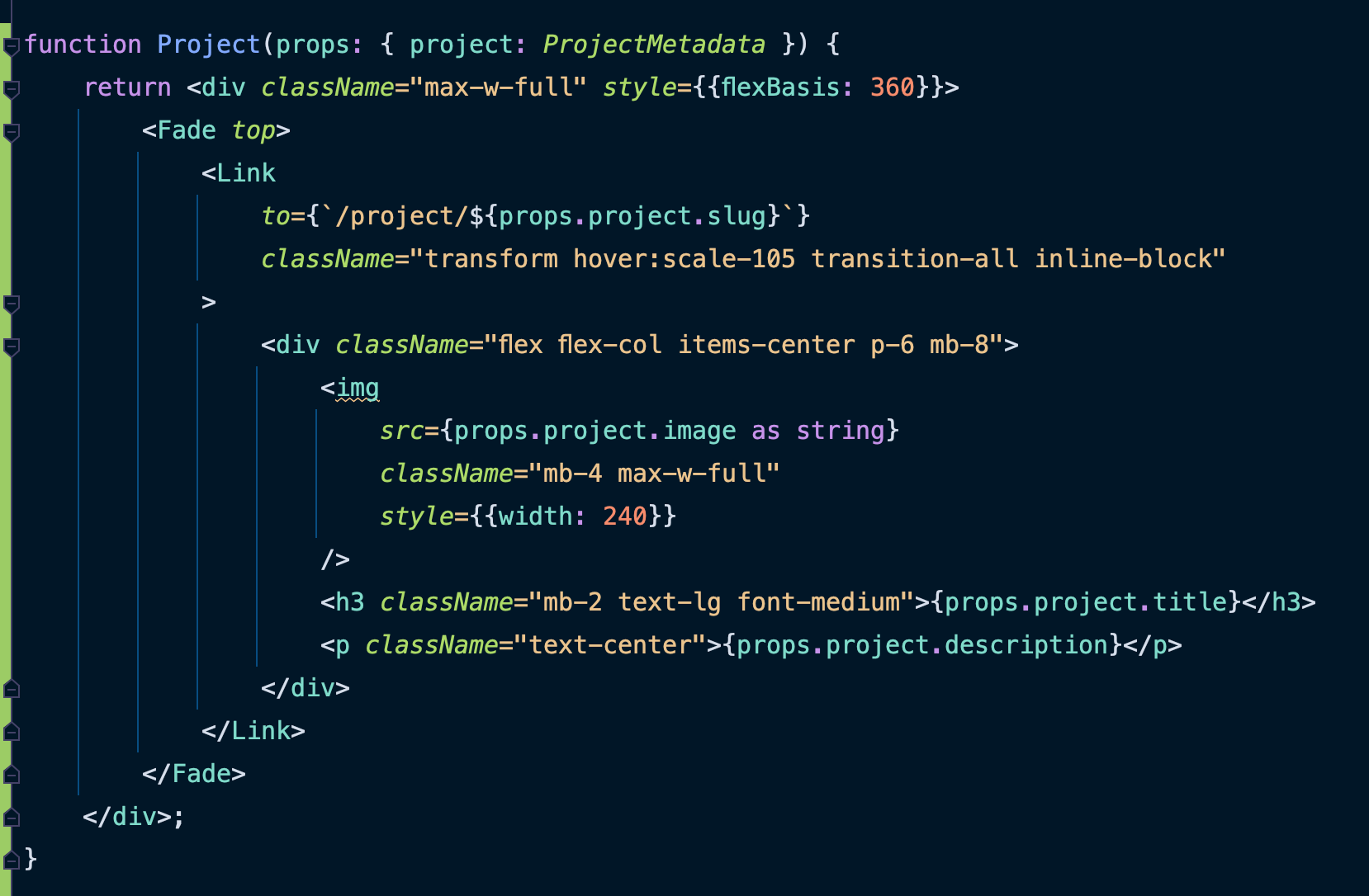 The component WebStorm automatically generated based off of the JSX I wanted to extract