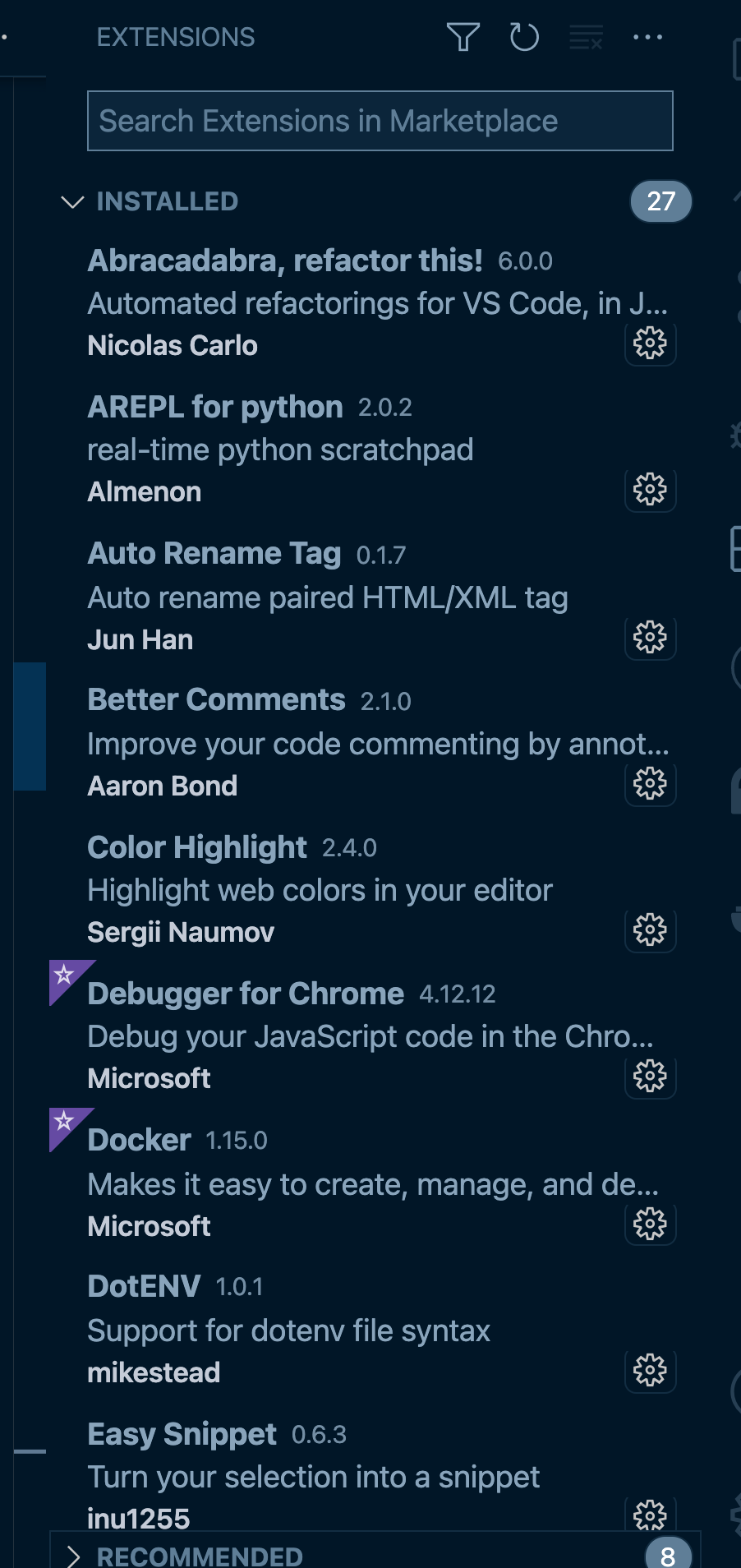 VSCode extensions